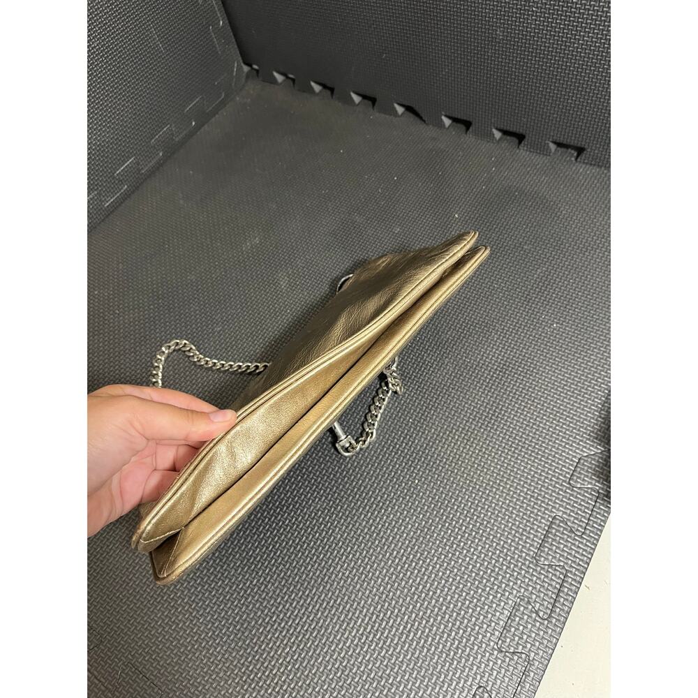 MICHAEL KORS VINTAGE Champagne color and metallic chain shoulder bag / clutch - Picture 5 of 12